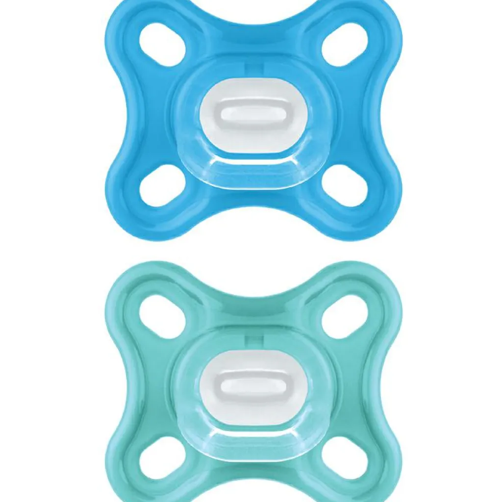 Lot de 2 sucettes en silicone Comfort bleu (0-2 mois) Sucette Nouveau-Né (0-6 Mois)