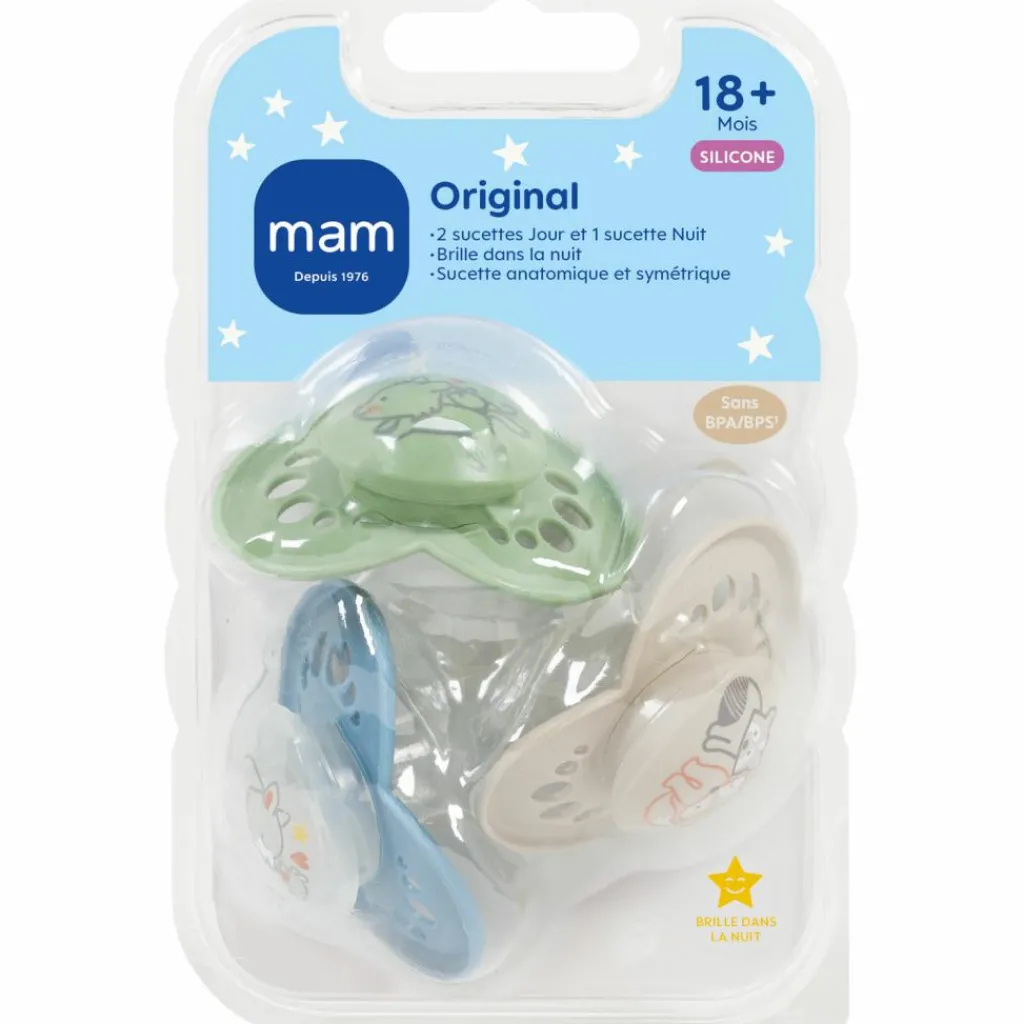 Best Lot de 3 sucettes Original Bleu en silicone (18 mois et +) Sucette Bébé (12-36 Mois)