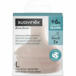 Suavinex Lot de 2 tétines anti-colique pour biberon Zerø.Zerø Débit Rapide - L Deep