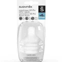 Suavinex Lot de 2 tétines symétriques SX PRO en silicone débit L (6 mois)