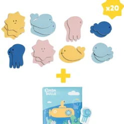 Badabulle Lot de jouets de bain : livre de bain + stickers (20 pièces)