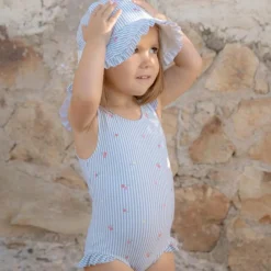 Little Dutch Maillot de bain 1 pièce à volants Sunny Flowers Blue (3-4 ans)