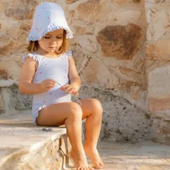 Little Dutch Maillot de bain 1 pièce à volants Sunny Flowers Blue (3-4 ans)