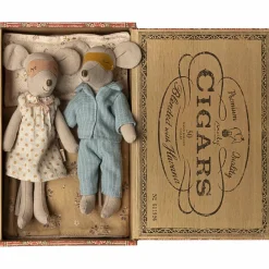 Maileg Maman et papa souris dans une boîte à cigares