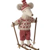 Outlet Maman Souris en hiver et sa paire de skis Rouge Figurines De Jeu