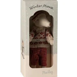 Outlet Maman Souris en hiver et sa paire de skis Rouge Figurines De Jeu