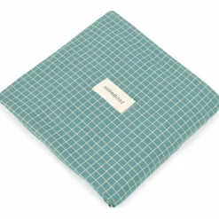 Nobodinoz Matelas à langer Stories Édition limitée Teal cream grid