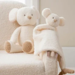Clearance Maxi doudou attache sucette Teddy Souris Ecru Doudou Attache Sucette