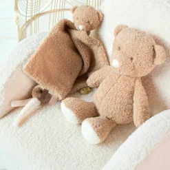 Nattou Maxi doudou attache sucette Teddy Ours Caramel