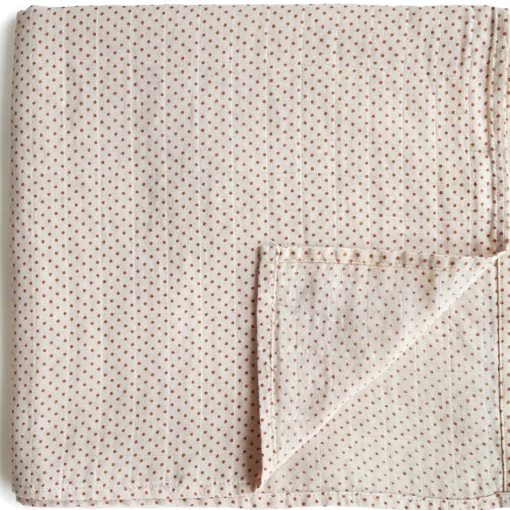 Mushie Maxi lange en coton bio Caramel Polka Dots (120 x 120 cm)
