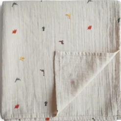 Mushie Maxi lange en coton bio Dinosaure (120 x 120 cm)