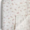 Mushie Maxi lange en coton bio Pink Flowers (120 x 120 cm)