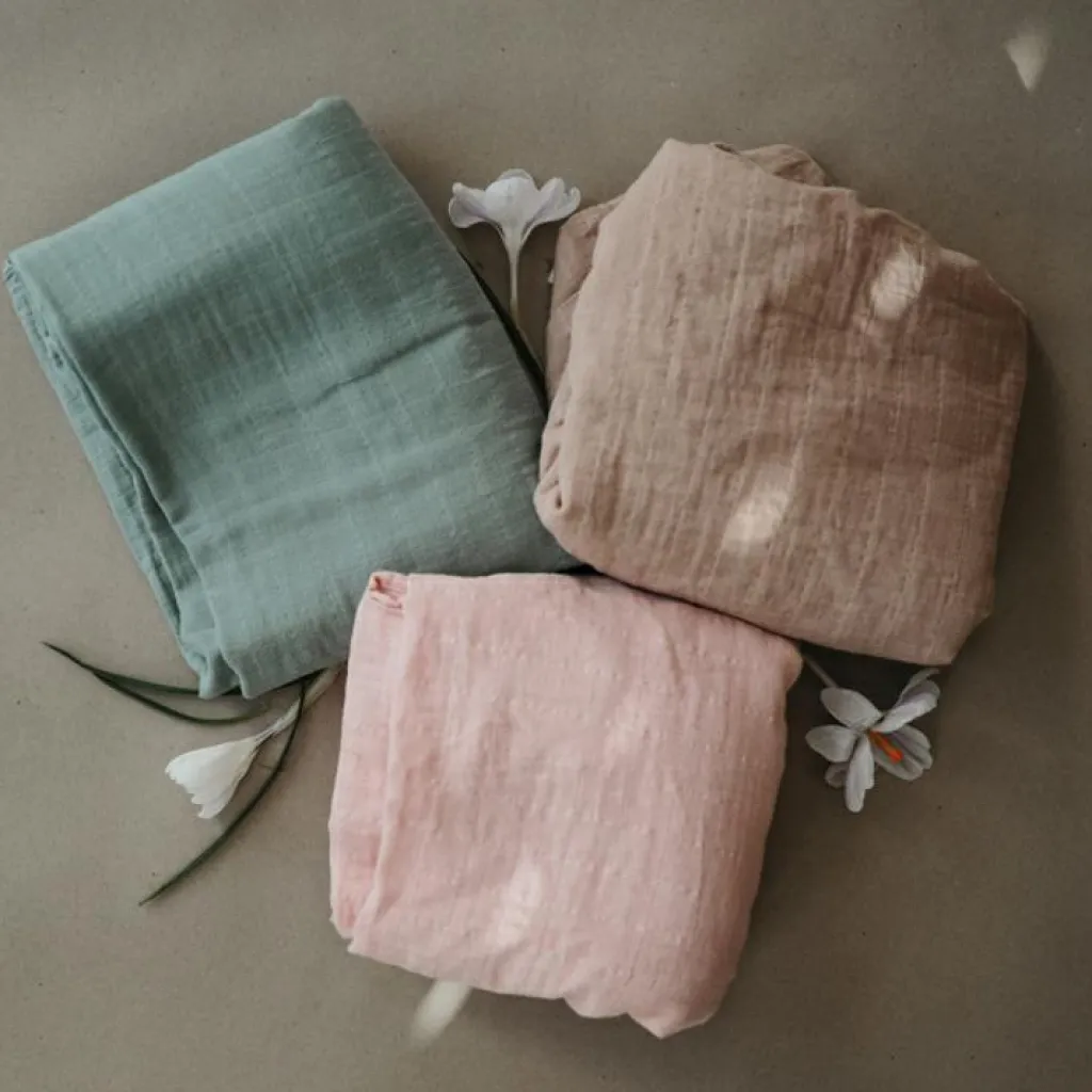 Mushie Maxi lange en coton bio Rose vanilla (120 x 120 cm)