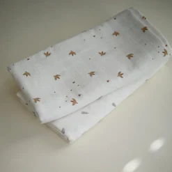 Mushie Maxi lange en coton bio Sparrows (120 x 120 cm)