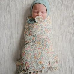 Mushie Maxi lange en coton Pastel Blooms (120 x 120 cm)