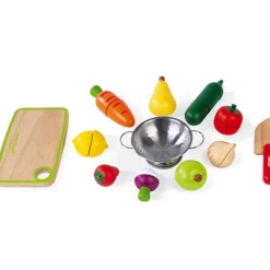 Discount Maxi set de fruits et légumes en bois à découper Dînette Et Aliments Factices