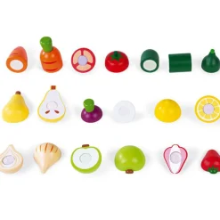 Discount Maxi set de fruits et légumes en bois à découper Dînette Et Aliments Factices