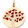 Enfant Baby bijoux Médaille Arbre de vie Cœur Rouge (or jaune 375°)