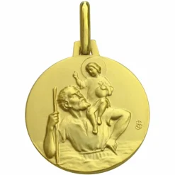 Sale Médaille ronde Saint Christophe 18 mm (or jaune 750°) Médaille Religieuse