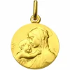 Premiers Bijoux Médaille ronde Vierge à l'enfant 16 mm (or jaune 375°)