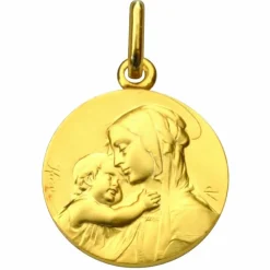 Premiers Bijoux Médaille ronde Vierge à l'enfant 16 mm (or jaune 375°)