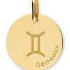 Hot Médaille zodiaque Gémeaux personnalisable (or jaune 375°) Enfant Médaille & Pendentif Bébé / Enfant