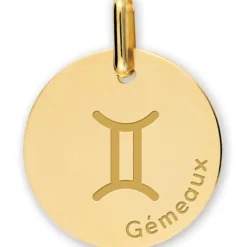 Hot Médaille zodiaque Gémeaux personnalisable (or jaune 375°) Enfant Médaille & Pendentif Bébé / Enfant