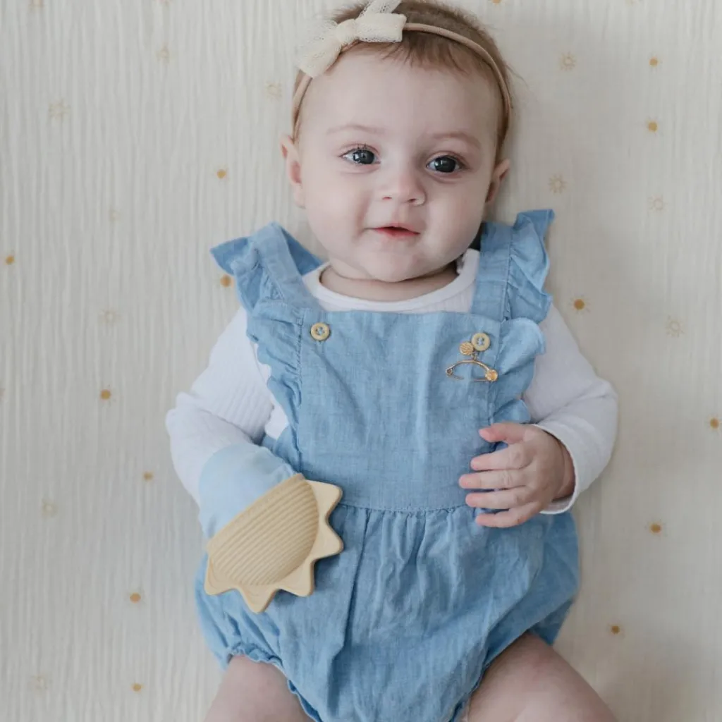 Mushie Mitaine de dentition Sunshine-Baby Blue