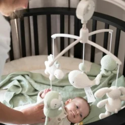 Baby's Only Mobile musical Animals Laurel Green-Warm Linen