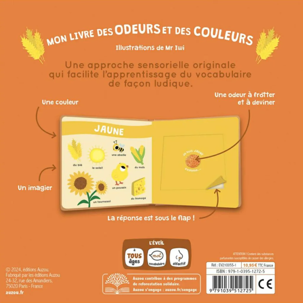 Auzou Editions Mon livre des odeurs et des couleurs - La ferme