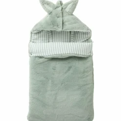 New Nid d’ange fausse fourrure doublé gaze de coton rayé vert de gris (0-6 mois) Nid D'Ange Poussette