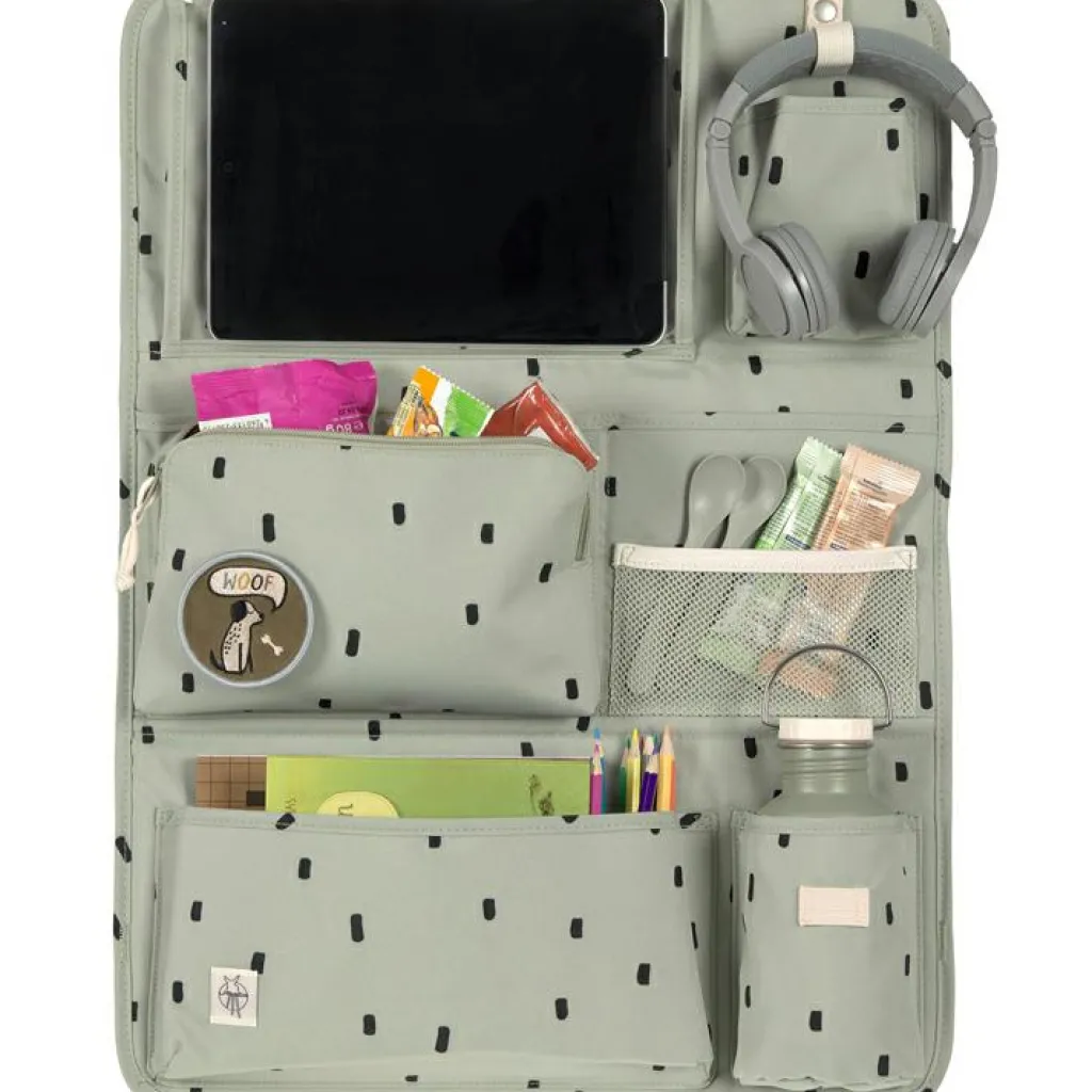 Sale Organiseur de voiture Happy Prints olive clair Rangement De Voiture