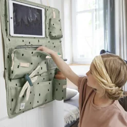 Sale Organiseur de voiture Happy Prints olive clair Rangement De Voiture