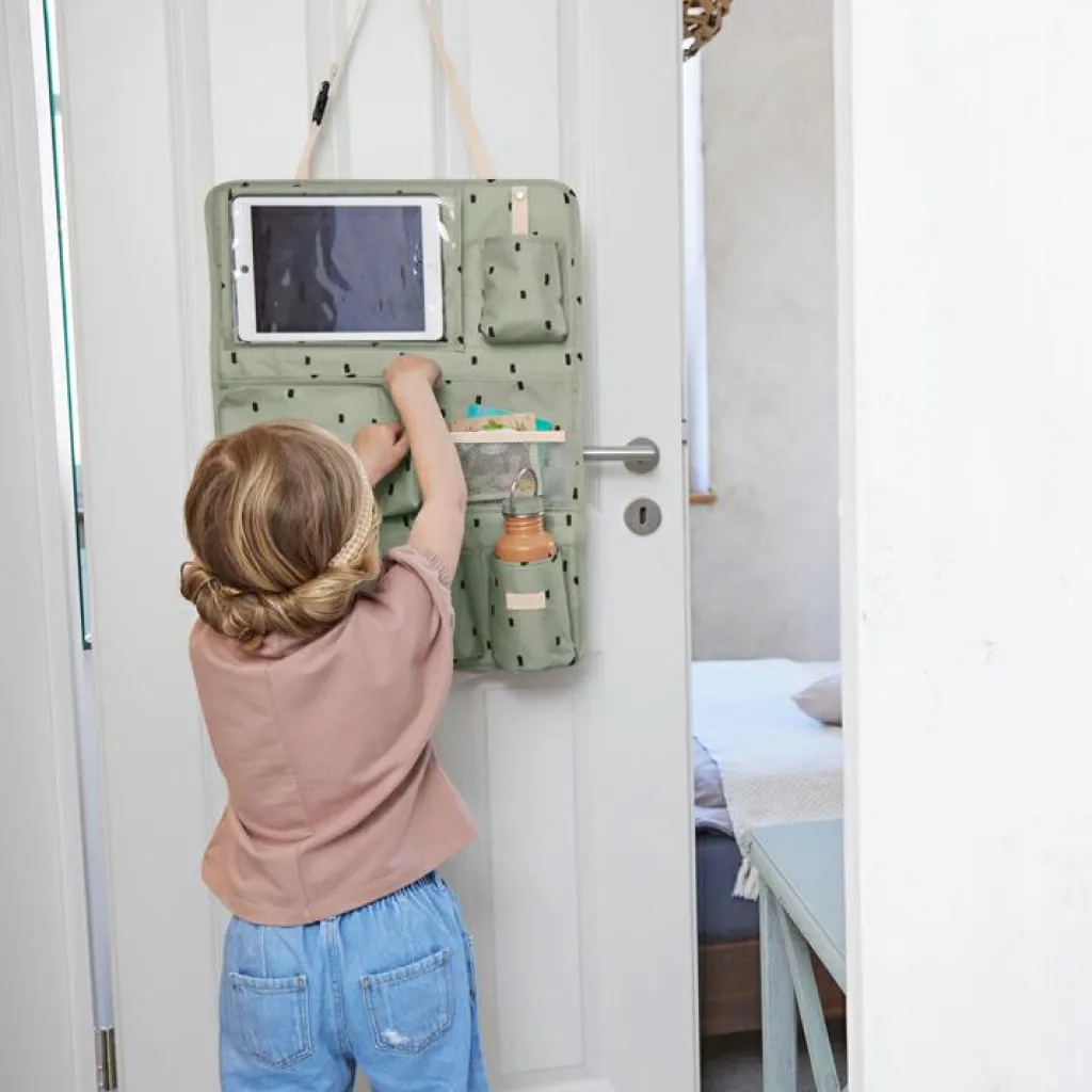 Sale Organiseur de voiture Happy Prints olive clair Rangement De Voiture