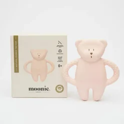 Moonie Ourson de dentition en caoutchouc naturel rose