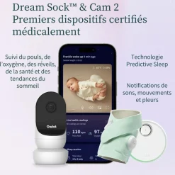 New Pack Chaussette connectée Dream Sock + Cam2 bleu sommeil (0-18 mois) Babyphone