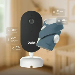Owlet Pack chaussette connectée Dream Sock Bedtime Blue + Dream Sight Cam (0-18 mois)