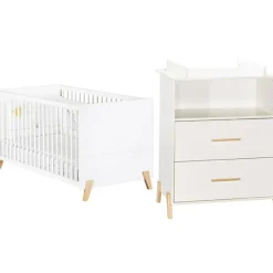 Baby Price Pack duo Joy naturel lit bébé évolutif et commode à langer