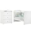 Baby Price Pack duo lit bébé têtes panneaux blanc et commode à langer blancs New Basic
