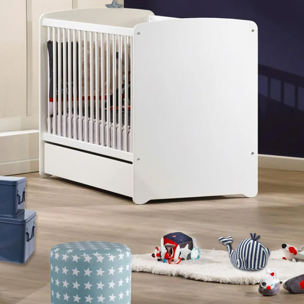 Best Pack duo lit bébé têtes panneaux et tiroir New Basic blanc (60 x 120 cm) Chambre Complète Bébé