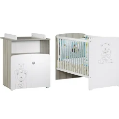 Online Pack duo lit bébé têtes panneaux et commode à langer Teddy Chambre Complète Bébé