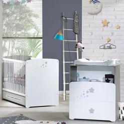 Sale Pack duo lit bébé têtes panneaux et commode à langer New Nao Chambre Complète Bébé