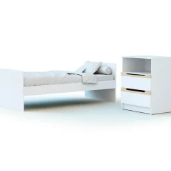 Discount Pack duo lit bébé évolutif et commode à langer en bois de hêtre verni Carrousel blanc Chambre Complète Bébé