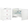 Baby Price Pack duo lit bébé évolutif Little Big Bed blanc et commode à langer coeur rose New Basic
