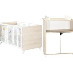 Baby Price Pack duo Scandi naturel lit bébé évolutif et commode à langer