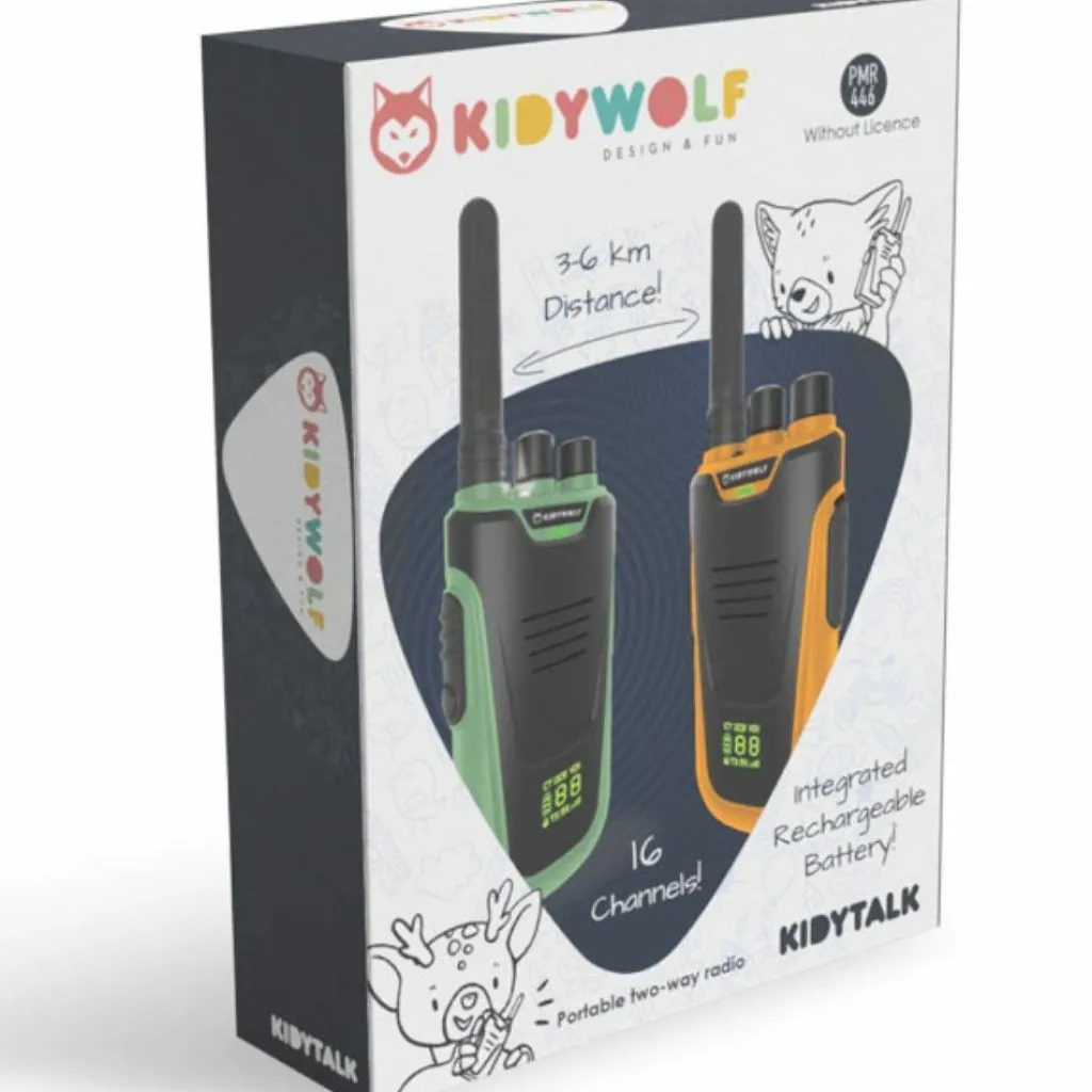KIDYWOLF Paire de Talkie-Walkie KIDYTALK vert jaune