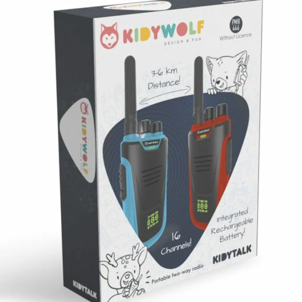 KIDYWOLF Paire de Talkie-Walkie KIDYTALK bleu rouge