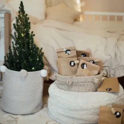 Best Panier de rangement Bubbly en coton gris (30 x 30 cm) Panier De Rangement