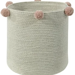 Lorena Canals Panier de rangement Bubbly en coton naturel et rose nude (30 x 30 cm)