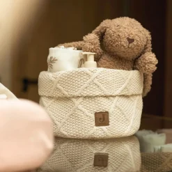 Jollein Panier de rangement Check Knit Oatmeal (14 x 18 cm)